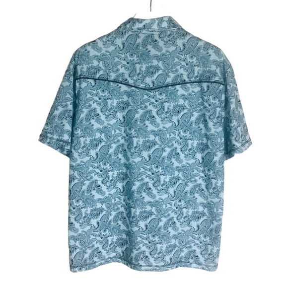 QED Men's Paisley Western Cowboy Short Sleeve Henley Shirt Snap Buttons XL - Picture 5 of 9